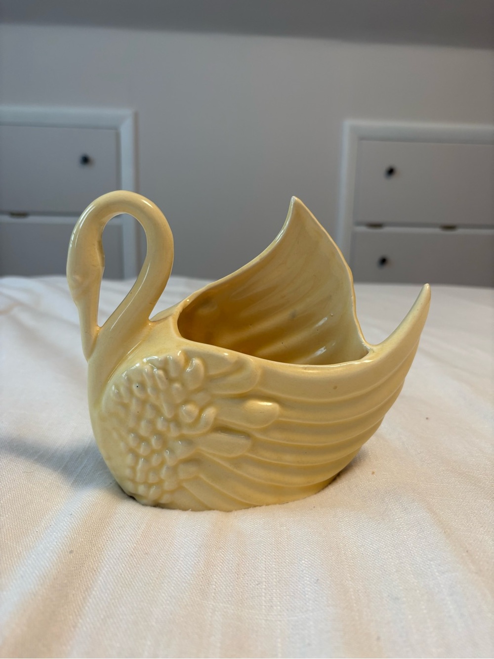Vintage Butter Yellow Royal Haeger Ceramic Pottery Small Swan Planter
